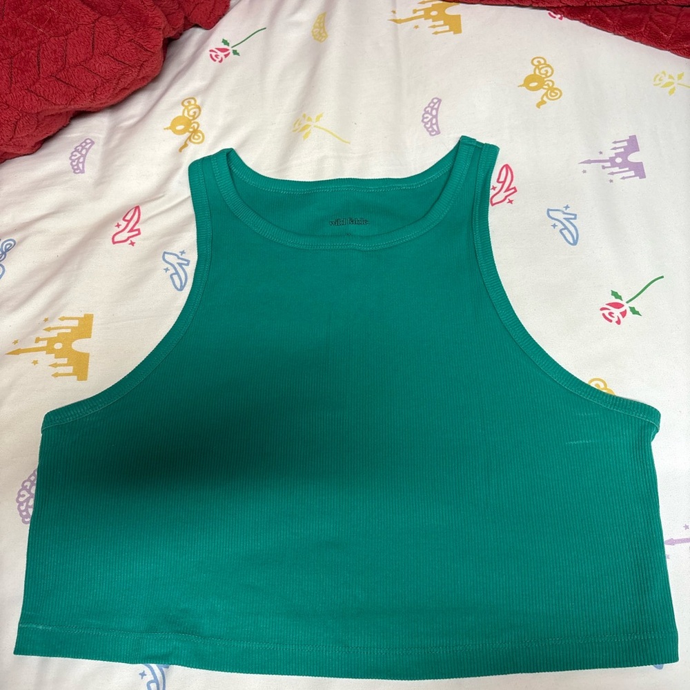 Wild Fable Teal Ribbed Crop Top